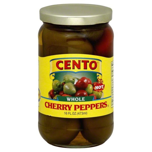 slide 1 of 2, Cento Whole Hot Cherry Peppers, 16 fl oz