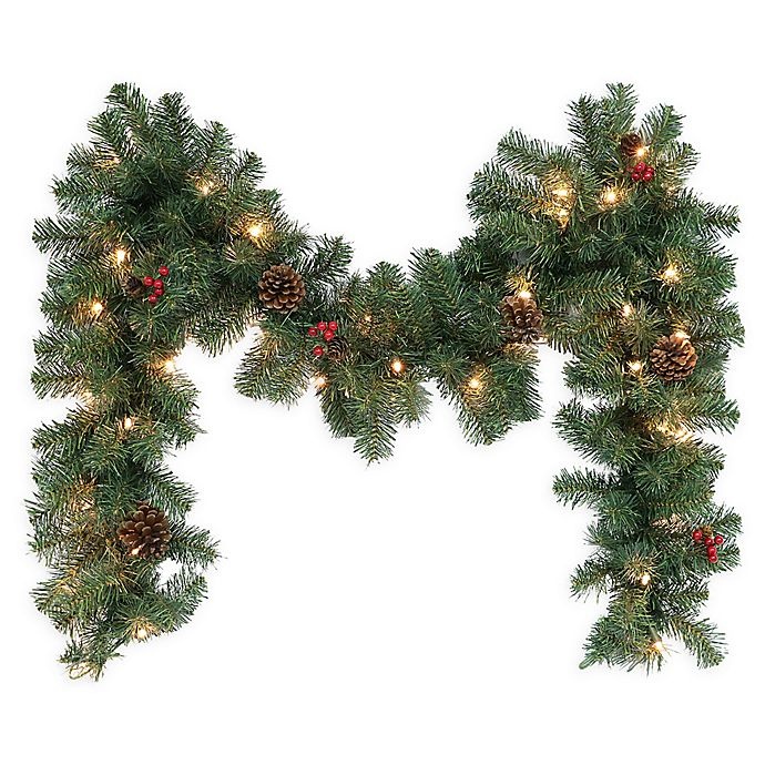 slide 1 of 2, Winter Wonderland Pre- Lit Pine Garland, 2 ct