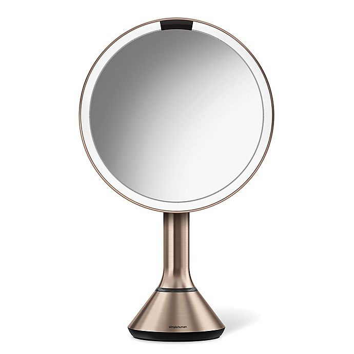 slide 1 of 4, simplehuman 5X Sensor Brightness Control Mirror - Rose Gold, 8 in