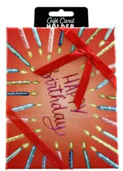 Happy Birthday Candles With Red Ribbon Gift Card Holder Box