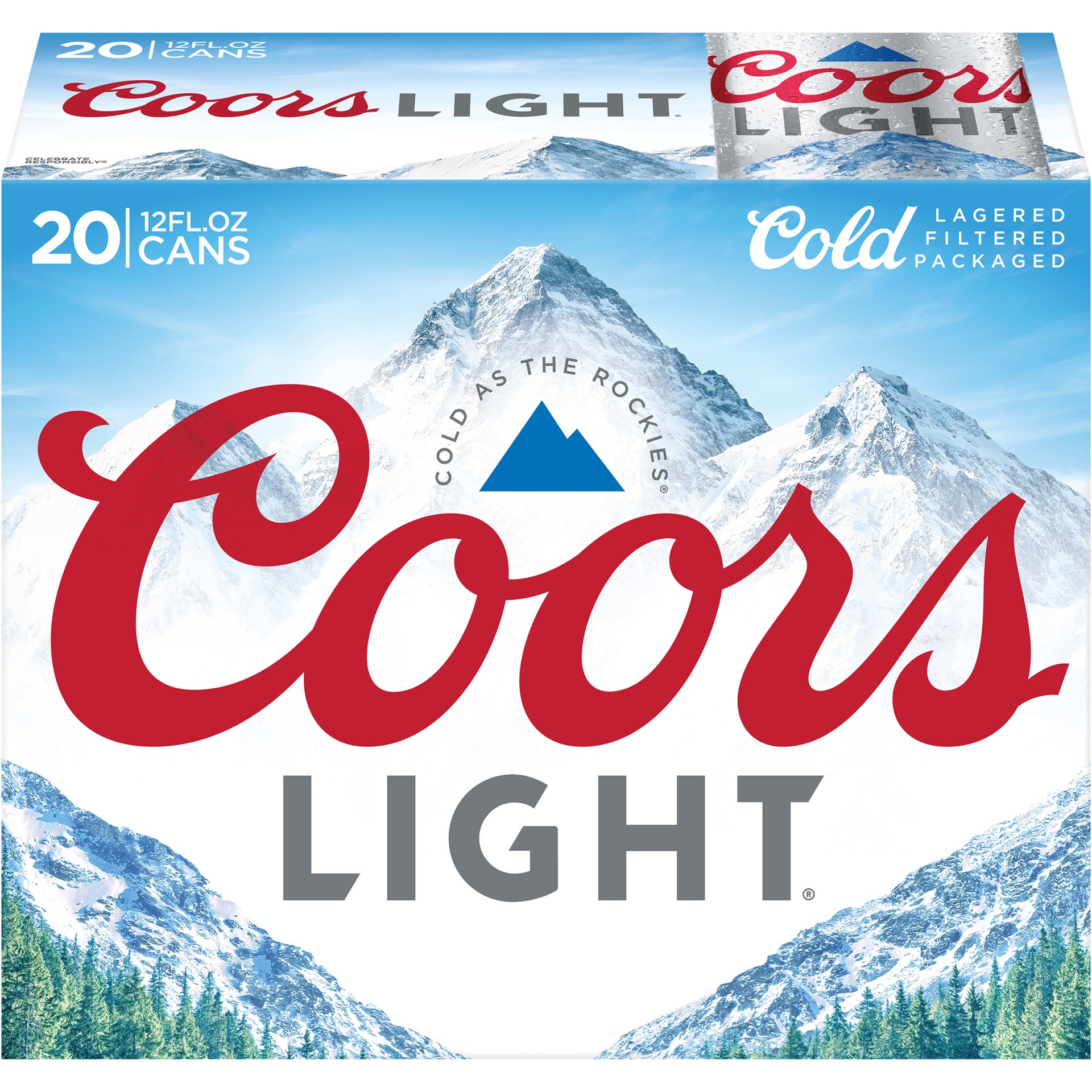 slide 3 of 5, Coors Light Lager Beer, 20 Pack, 12 Fl. Oz. Cans, 4.2% Abv, 20 ct