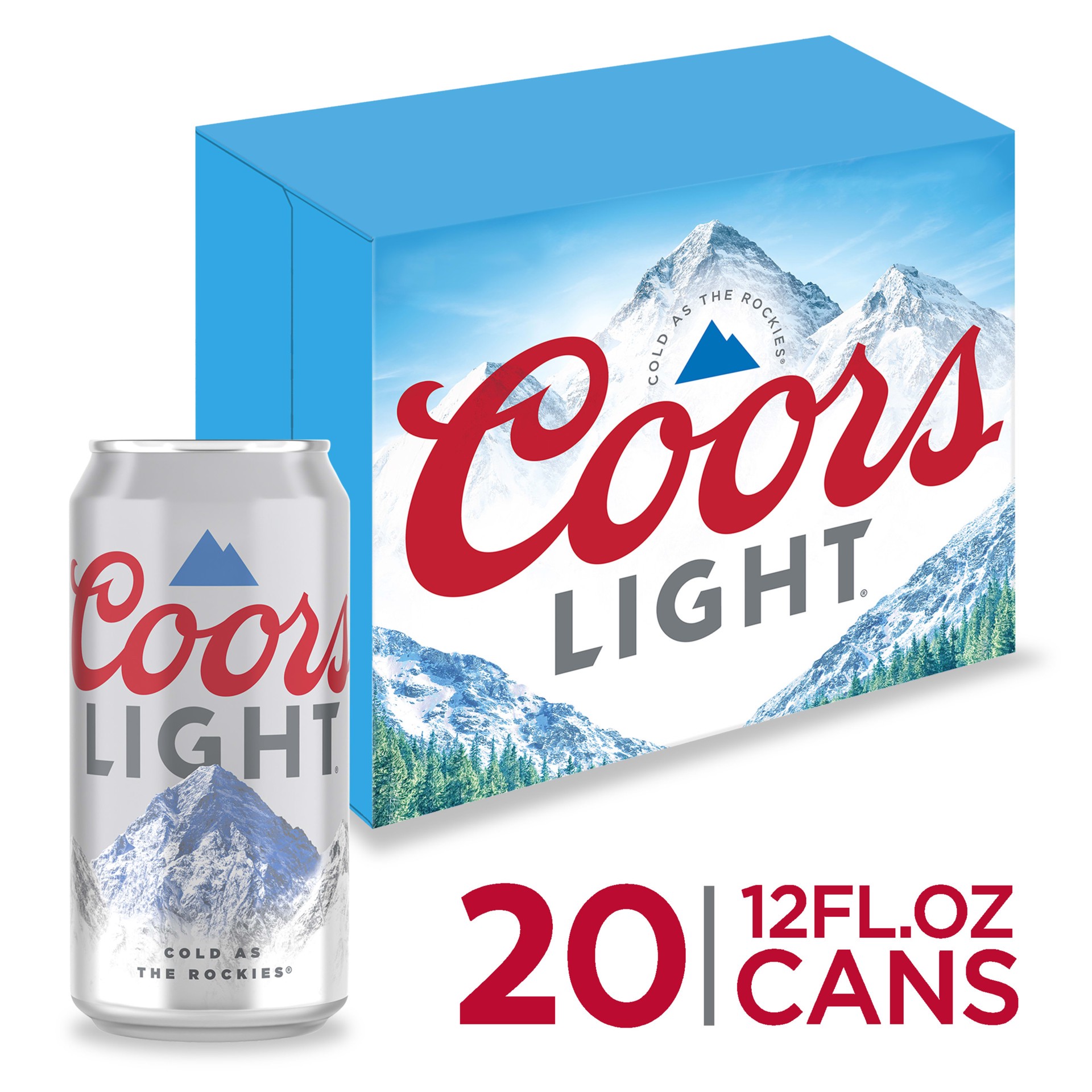 slide 1 of 5, Coors Light Lager Beer, 20 Pack, 12 Fl. Oz. Cans, 4.2% Abv, 20 ct