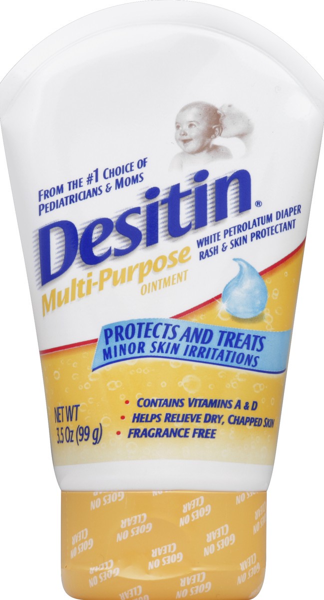 slide 5 of 6, Desitin Skin Protectant and Diaper Rash Ointment Multi-Purpose With Vitamins A & D, Travel Size, 3.5. Oz Tube, 3.5 oz