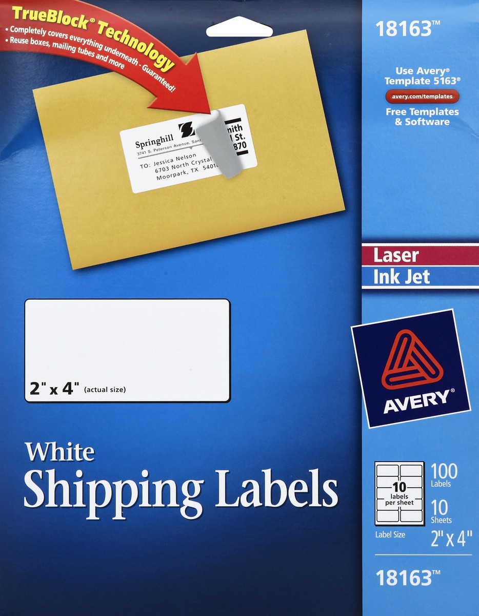 slide 2 of 4, Avery Shipping Labels 100 ea, 100 ct