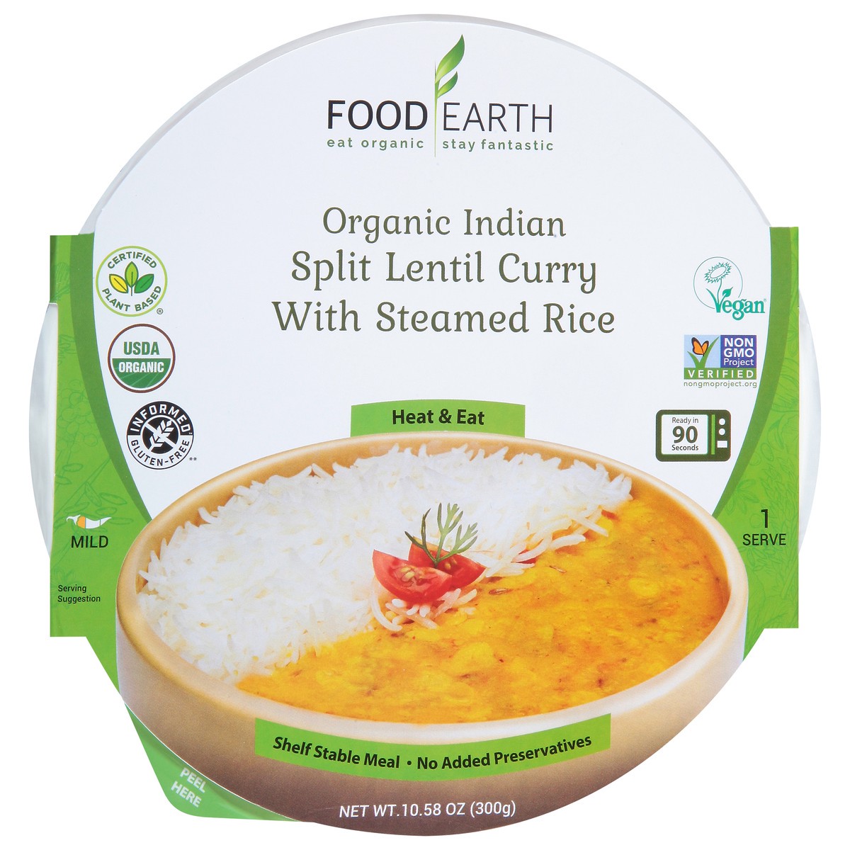 slide 4 of 9, Food Earth Split Lentil Curry, Organic, Indian, Mild, 10.58 Ounce, 10.58 oz