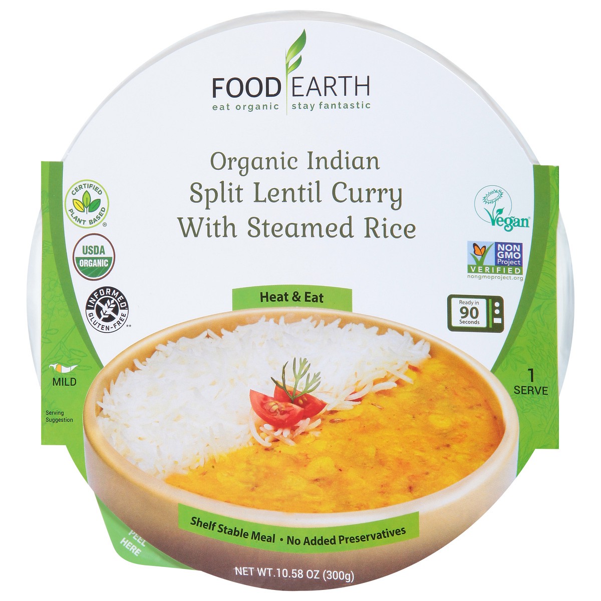 slide 2 of 9, Food Earth Split Lentil Curry, Organic, Indian, Mild, 10.58 Ounce, 10.58 oz