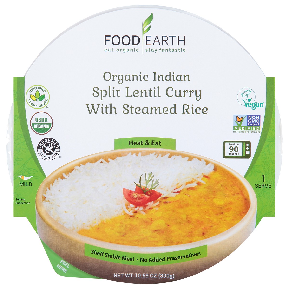 slide 1 of 9, Food Earth Split Lentil Curry, Organic, Indian, Mild, 10.58 Ounce, 10.58 oz