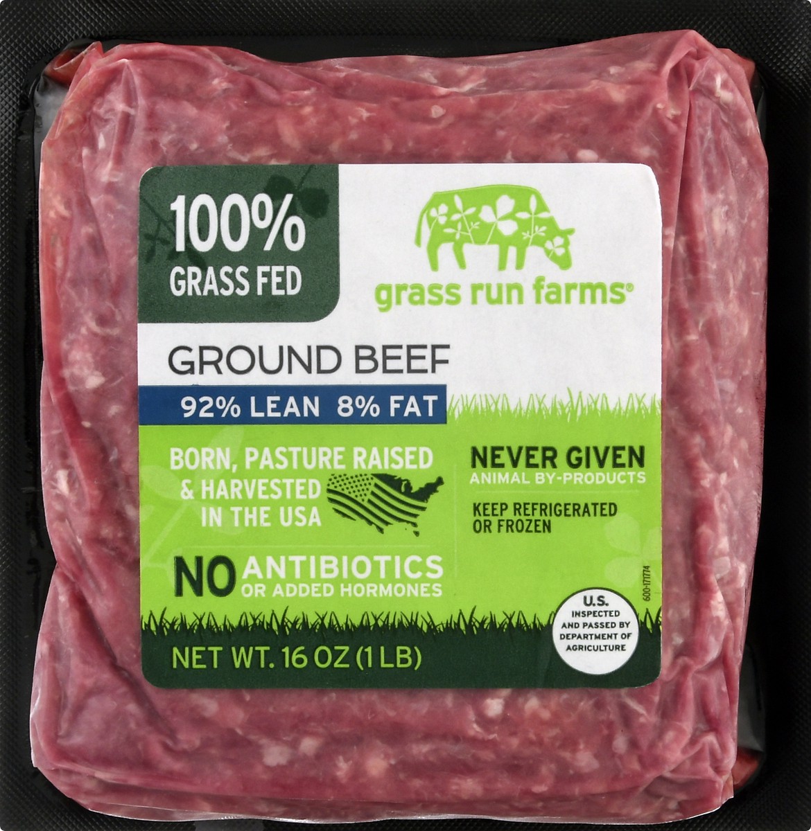 slide 1 of 12, Grass Run Farms 92/8 Ground Beef 16 oz, 16 oz