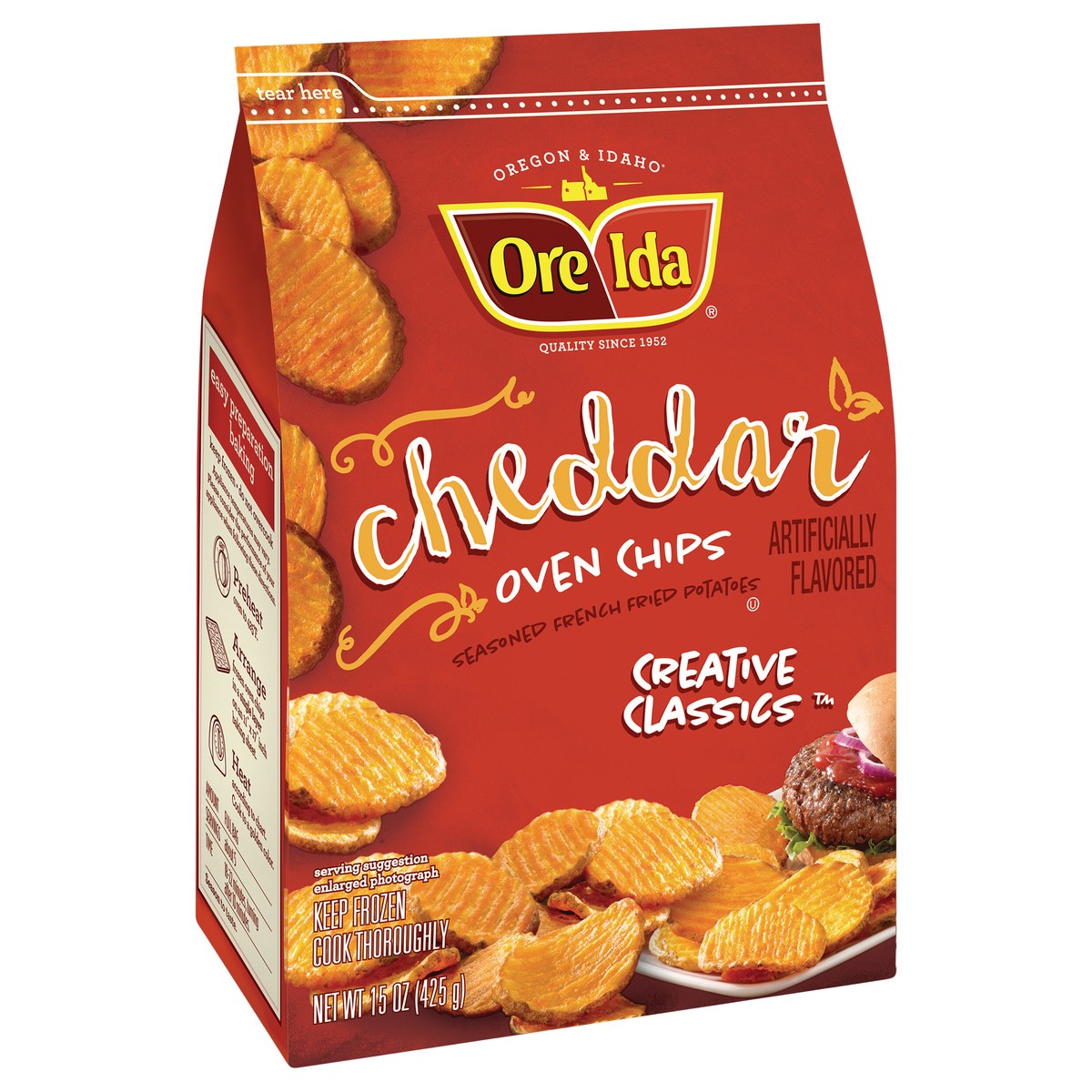 slide 8 of 9, Ore-Ida(r) Creative Classics Cheddar Oven Chips Seasoned French Fried Potatoes 15 oz. Bag, 15 oz