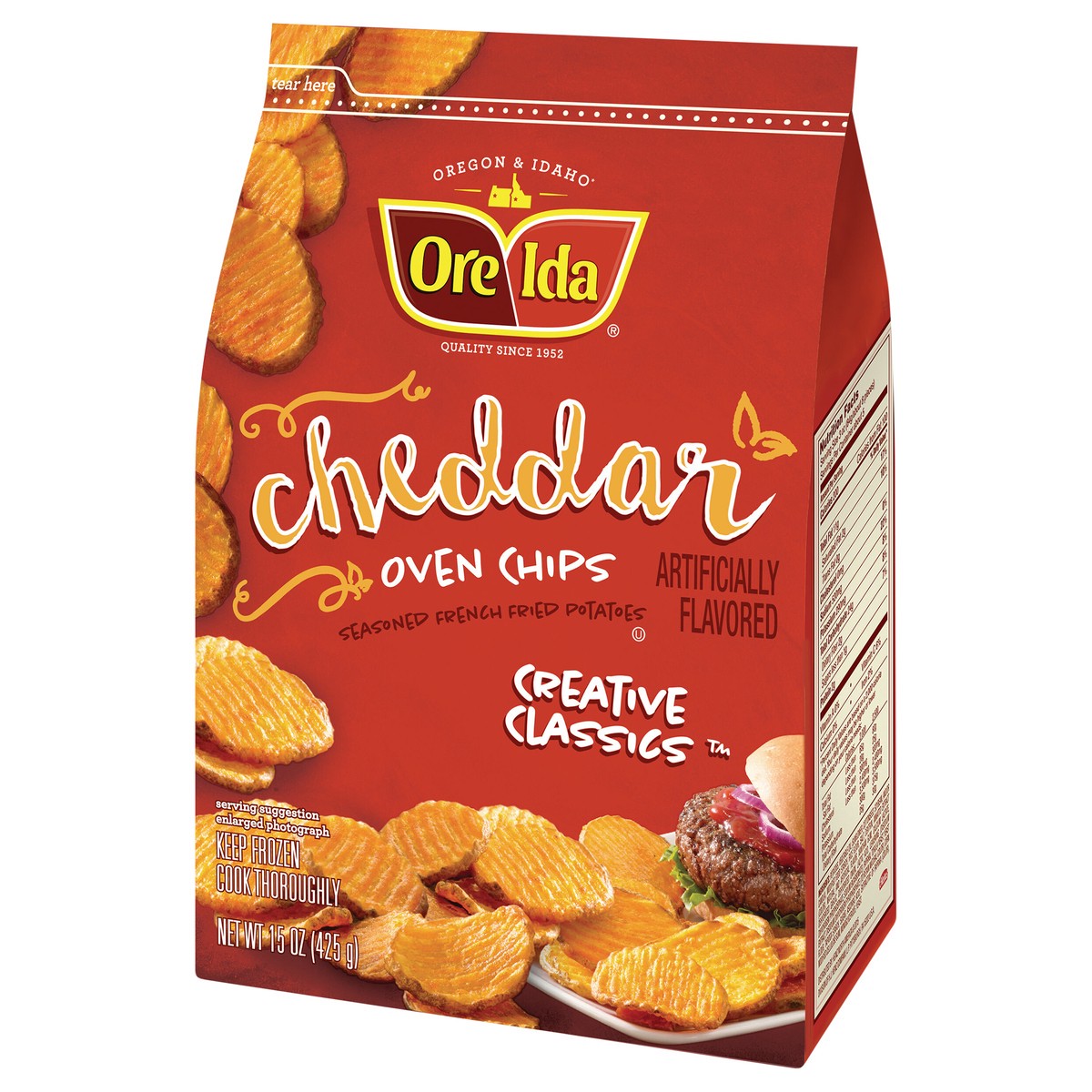 slide 3 of 9, Ore-Ida(r) Creative Classics Cheddar Oven Chips Seasoned French Fried Potatoes 15 oz. Bag, 15 oz