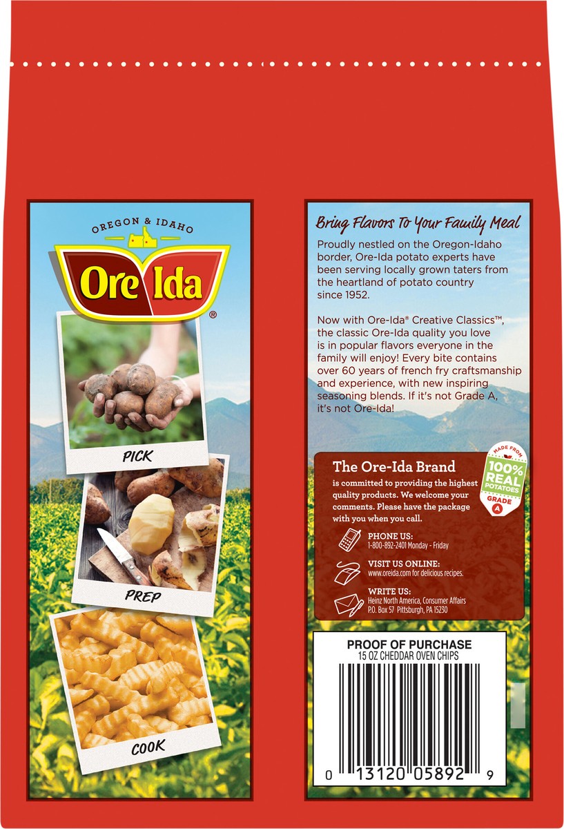 slide 5 of 9, Ore-Ida(r) Creative Classics Cheddar Oven Chips Seasoned French Fried Potatoes 15 oz. Bag, 15 oz