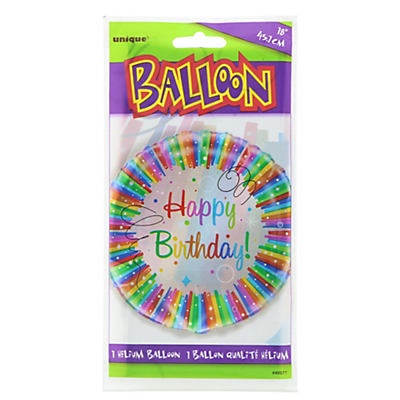 slide 1 of 1, Unique Industries Unique Rainbow Ribbon Birthday Balloon, 18 in