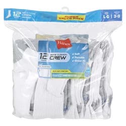 Hanes Boys' Cushion Crew Socks Large Super Value Pack 12 ea