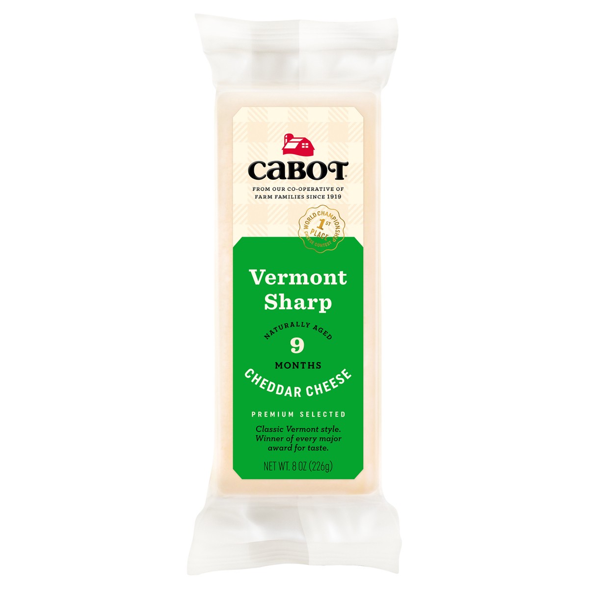 slide 1 of 7, Cabot Vermont Sharp White Cheddar Cheese 8 oz, 8 oz