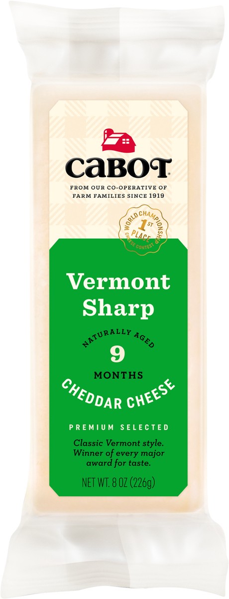 slide 2 of 7, Cabot Vermont Sharp White Cheddar Cheese 8 oz, 8 oz