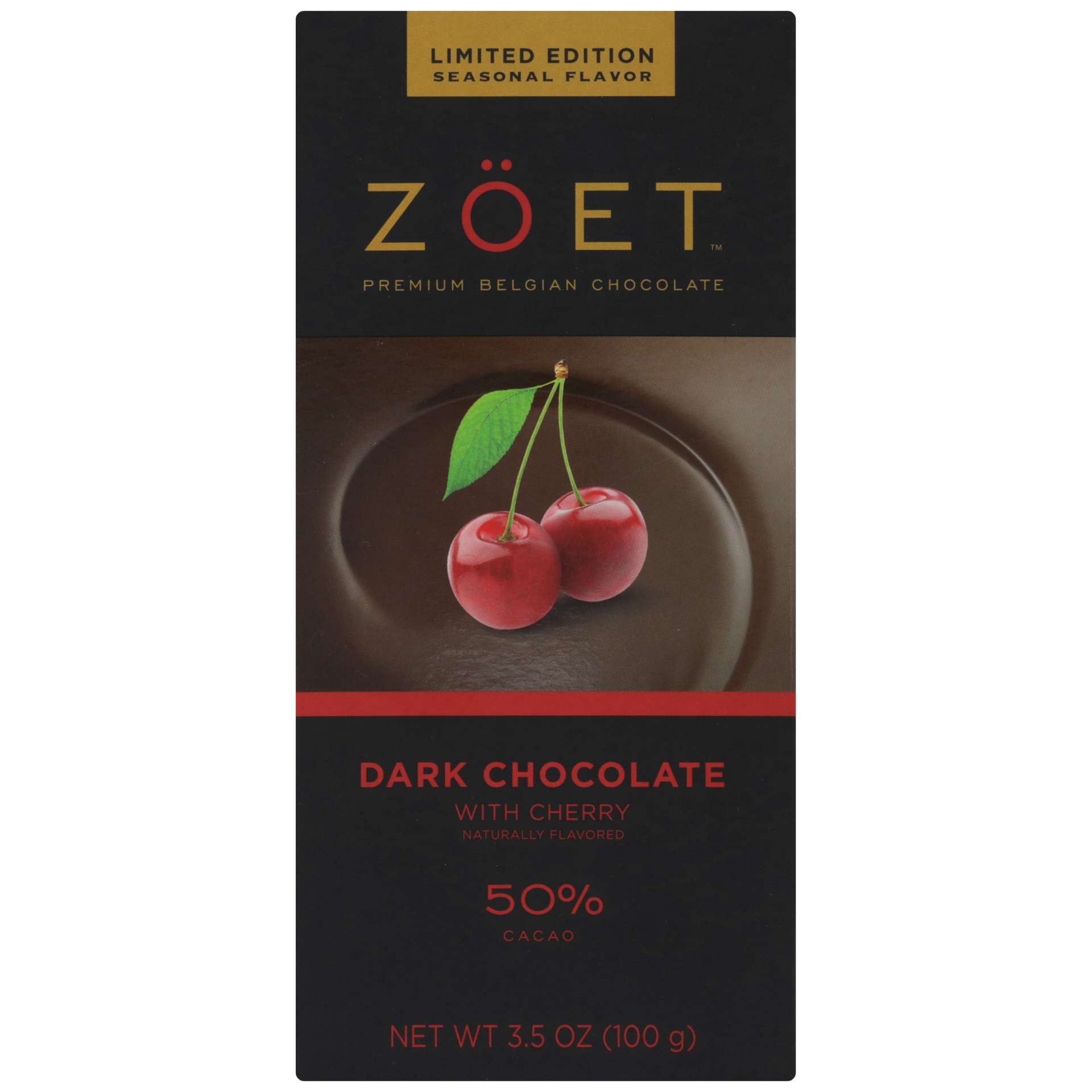 slide 1 of 1, Zöet Dark Chocolate with Cherry, 3.5 oz