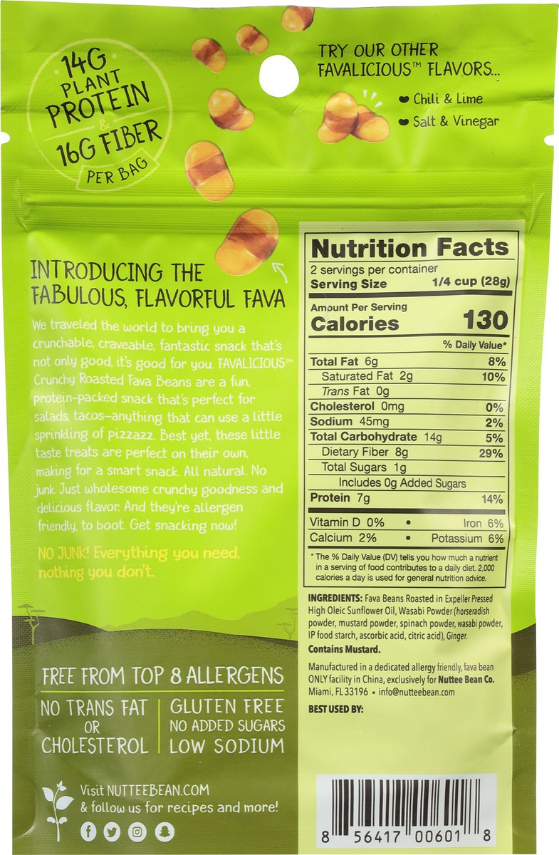 slide 14 of 14, Nuttee Bean Co Favalicious Crunchy Roasted Wasabi & Ginger Fava Beans 2 oz, 1 ct