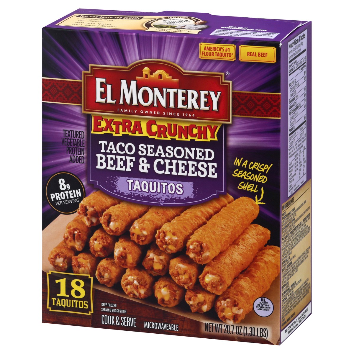 slide 3 of 9, El Monterey Beef & Cheese Extra Crunchy Taquitos 21Ct, 20.7 oz