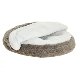 Top Paw Faux Fur Snuggler Cave Dog Bed
