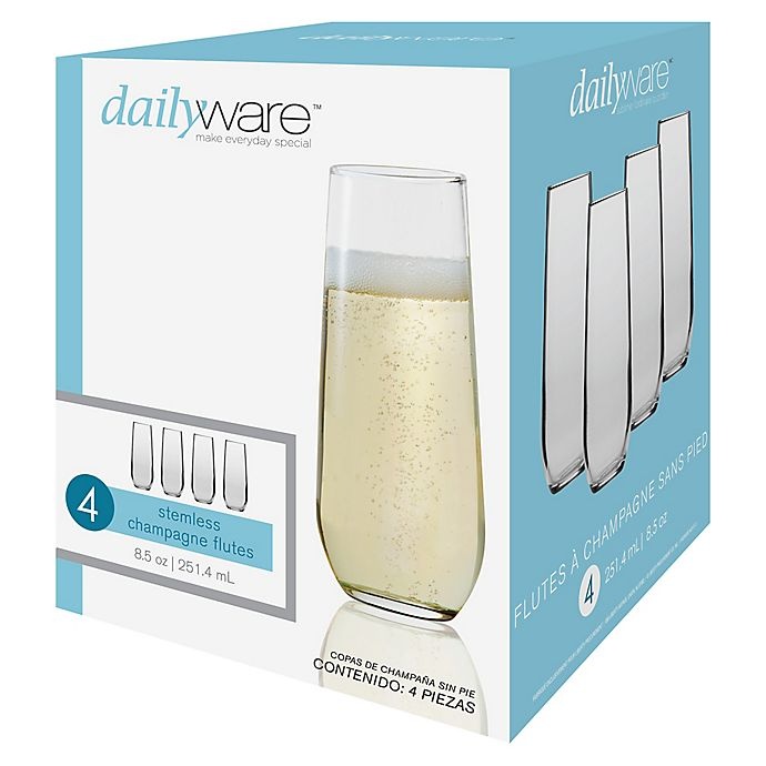 slide 3 of 3, Dailyware Stemless Champagne Flutes, 4 ct