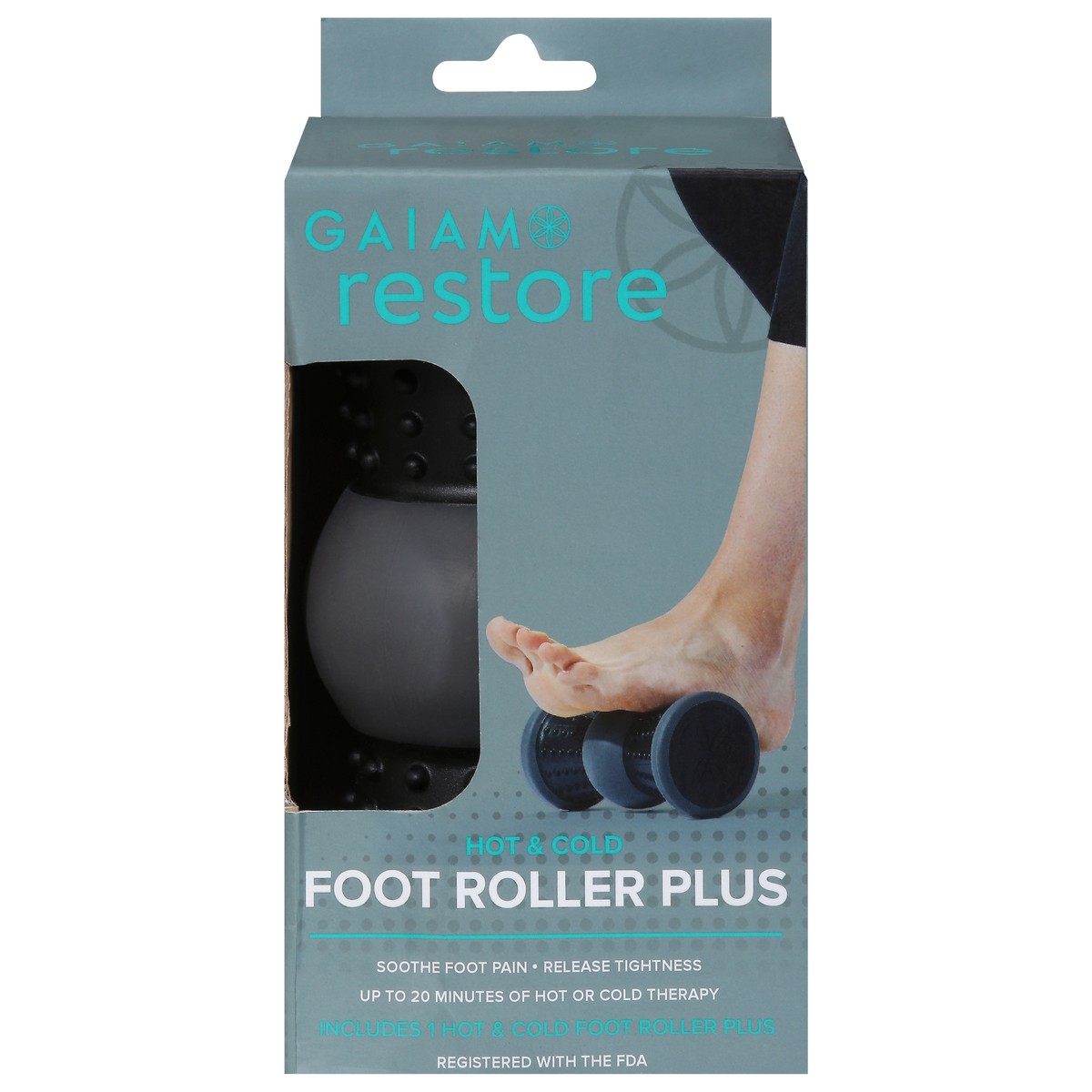 slide 1 of 1, Gaiam Restore Foot Roller Plus, Hot & Cold, 1 ea