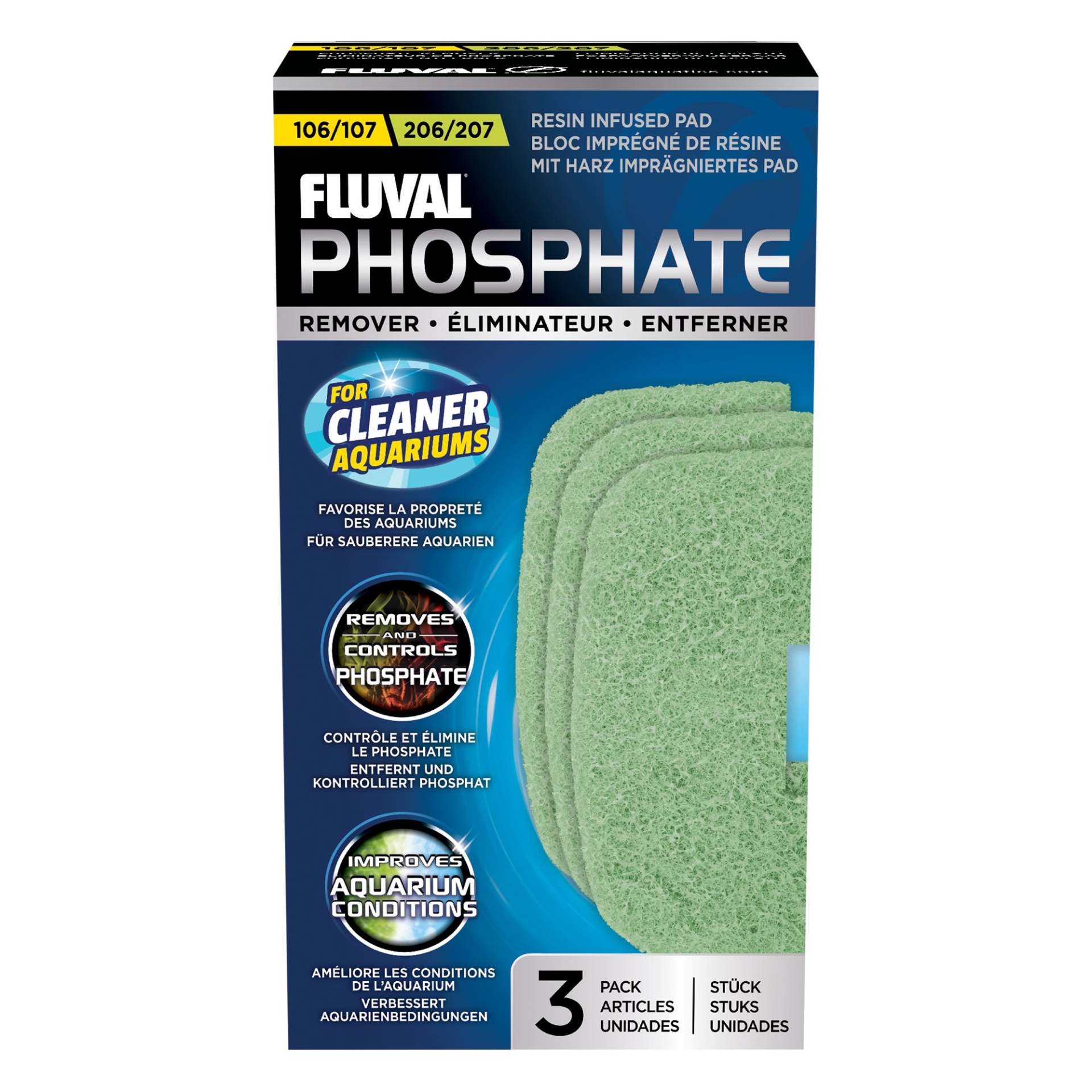 slide 1 of 1, Fluval Phosphate Resin Infused Pads, 3 ct