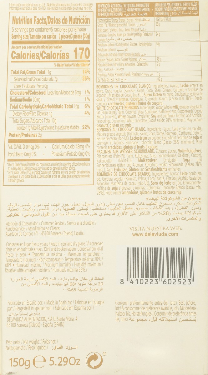 slide 7 of 9, Delaviuda La Confiteria White Chocolate Bombones 14 ea, 5.3 oz