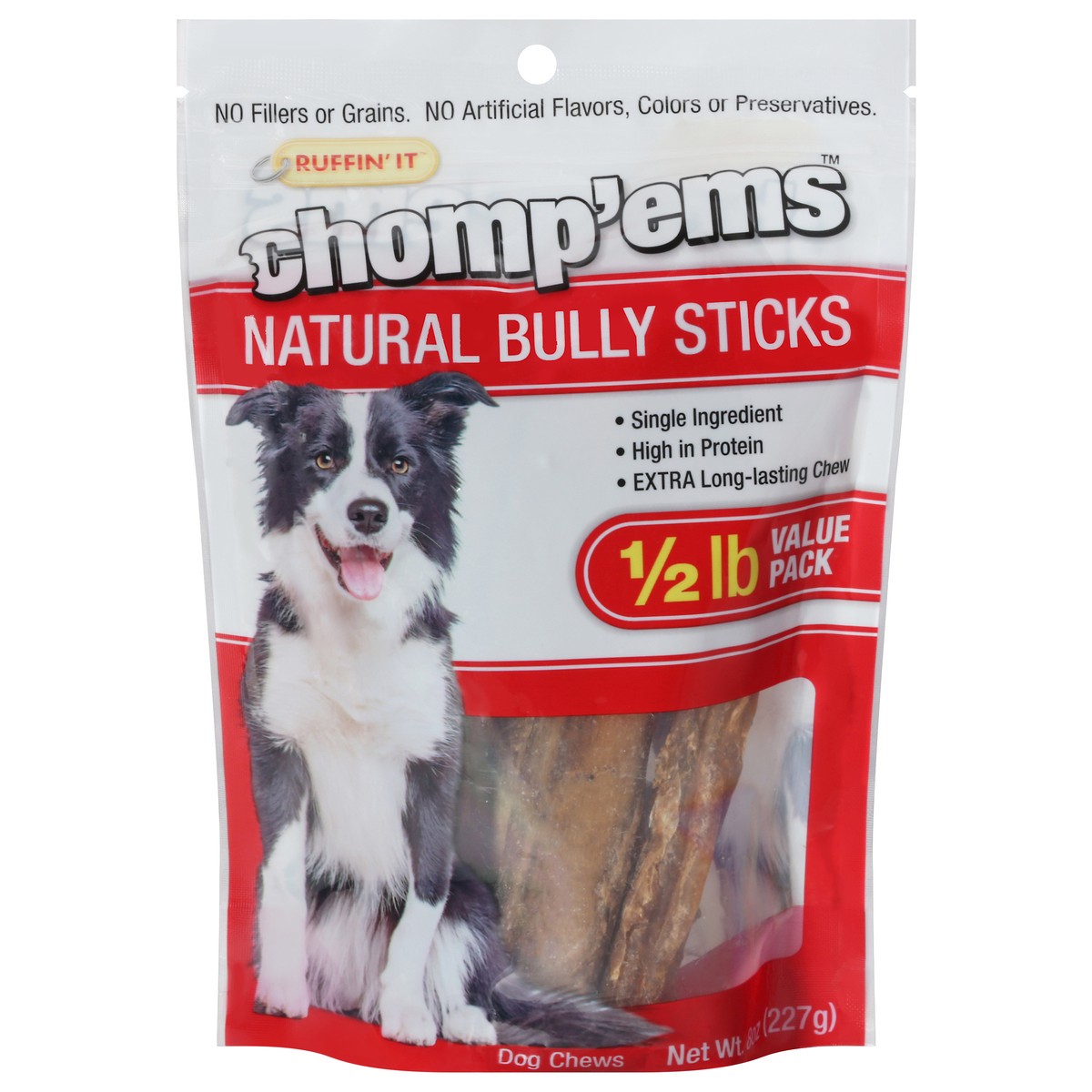 slide 1 of 11, Ruffin' It Chomp''ems Value Pack Natural Bully Sticks Dog Chews 8 oz, 8 oz