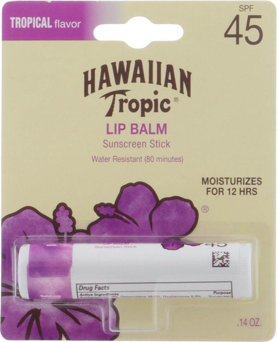 slide 1 of 12, Hawaiian Tropic SPF 45 Tropical Flavor Lip Balm 0.14 oz, 0.15 oz