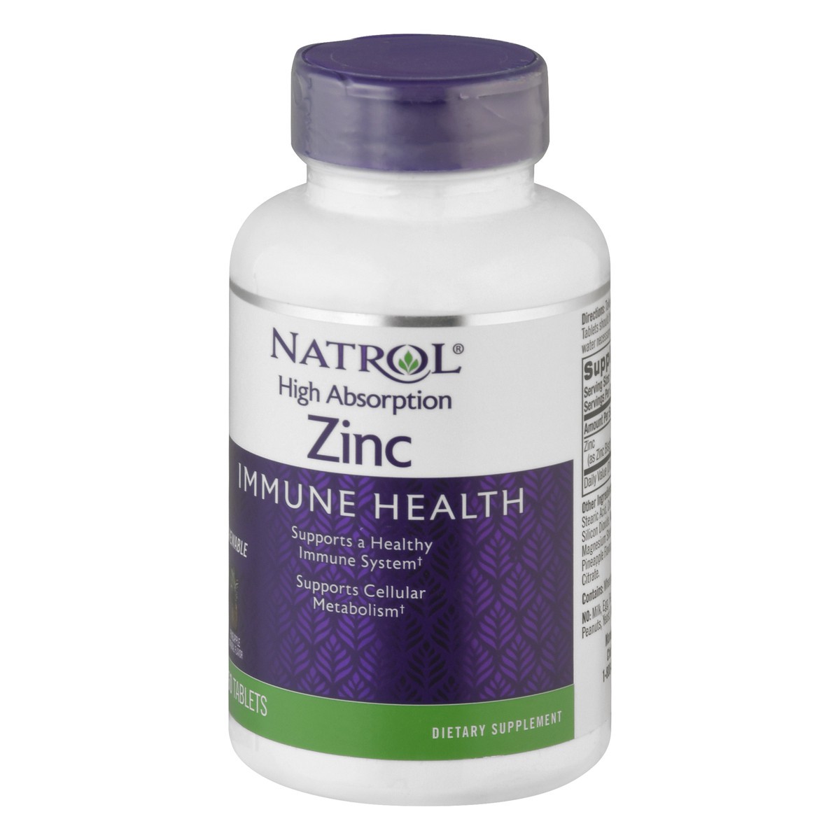 slide 8 of 13, Natrol High Absorption Zinc, Supports Immune Health and Cellular Metabolism, Chewable Tablets, 60 Count, 60 ct