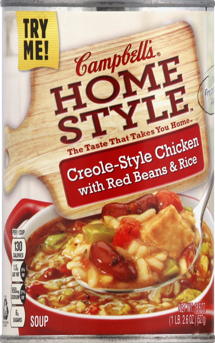 slide 2 of 2, Campbell's Homestyle Creole-Style Chicken With Red Beans & Rice Soup, 18.6 oz