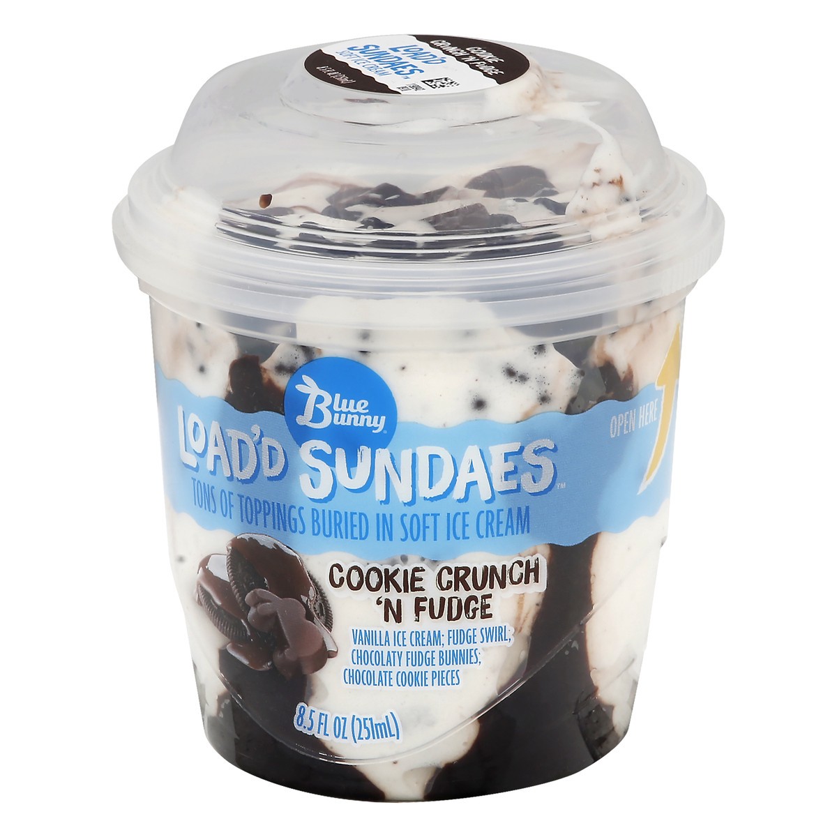 slide 7 of 13, Blue Bunny Load'd Sundaes Cookie Crunch 'N Fudge, Frozen Dessert Cup, 8.5 fl oz, 8.5 fl oz