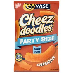Wise Cheez Doodles Baked Puffs Cheddar Corn Snacks Party Size 13 oz