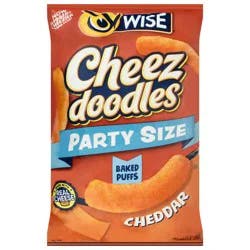 Wise Cheez Doodles Baked Puffs Cheddar Corn Snacks Party Size 13 oz