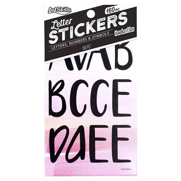 slide 1 of 1, ArtSkills Black Handwritten Letter Stickers, 2" and 1", 160 ct