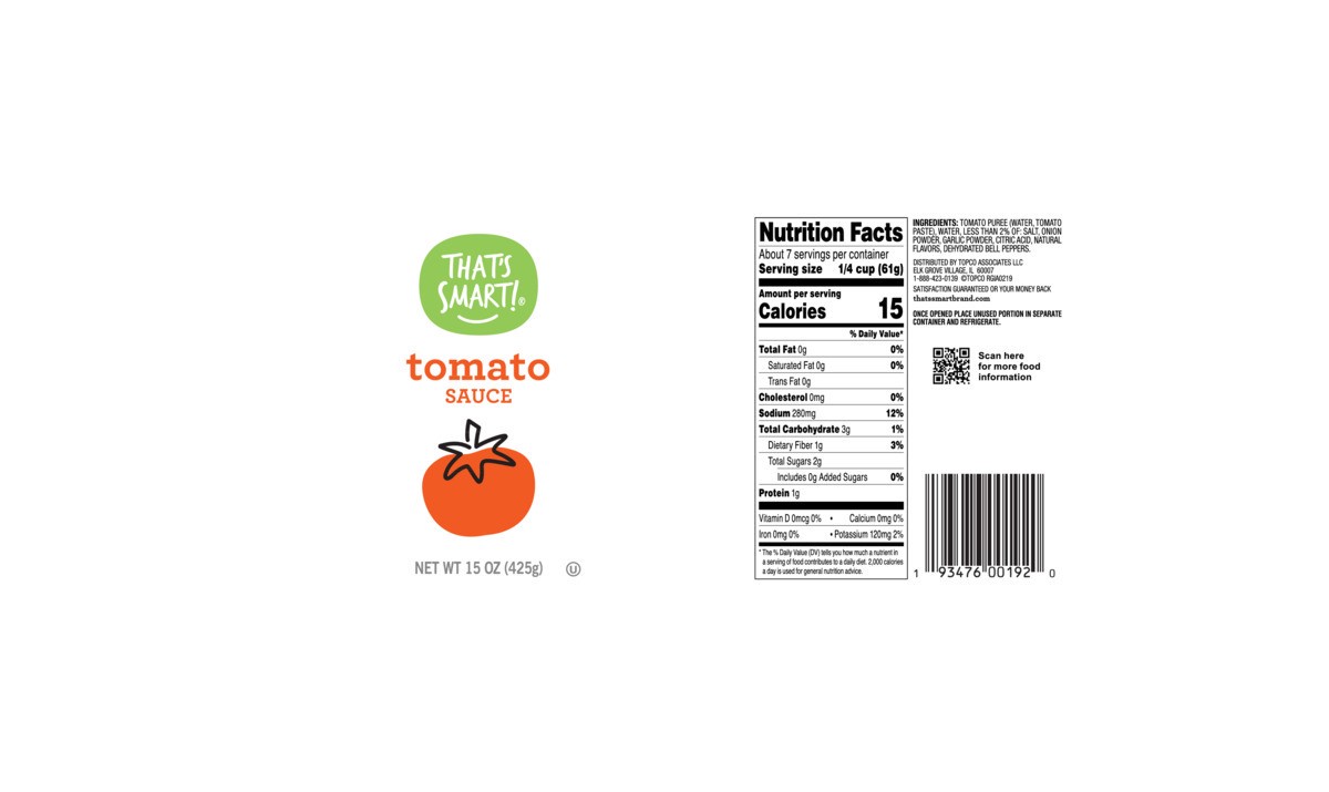 slide 14 of 14, That's Smart! Tomato Sauce, 15 oz
