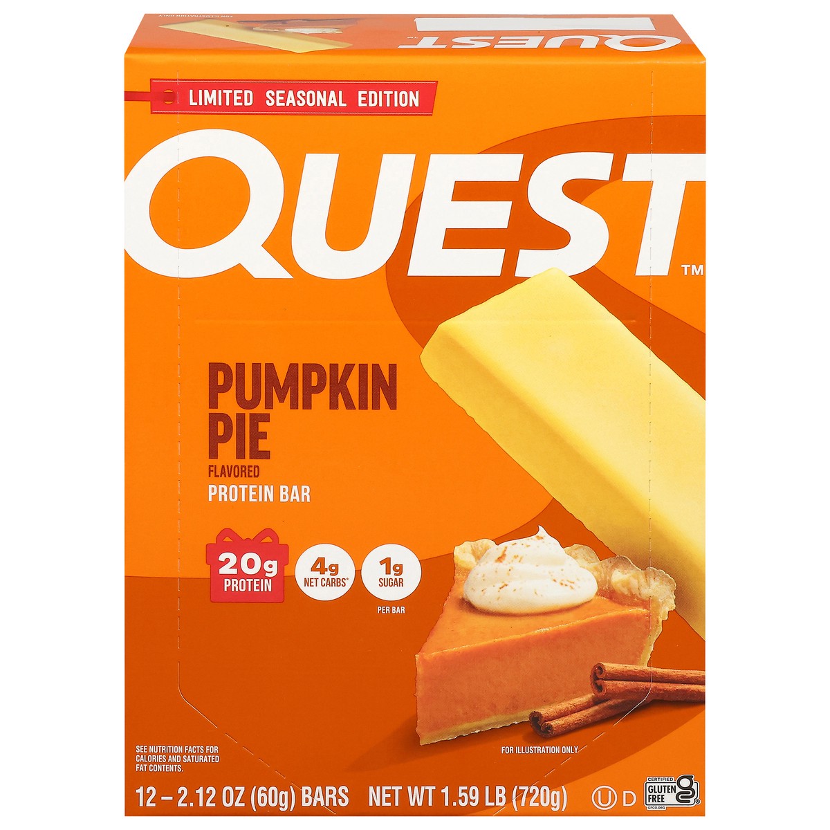 slide 1 of 5, Quest Pumpkin Pie Flavored Protein Bar 12 - 2.12 oz Bars, 12 ct
