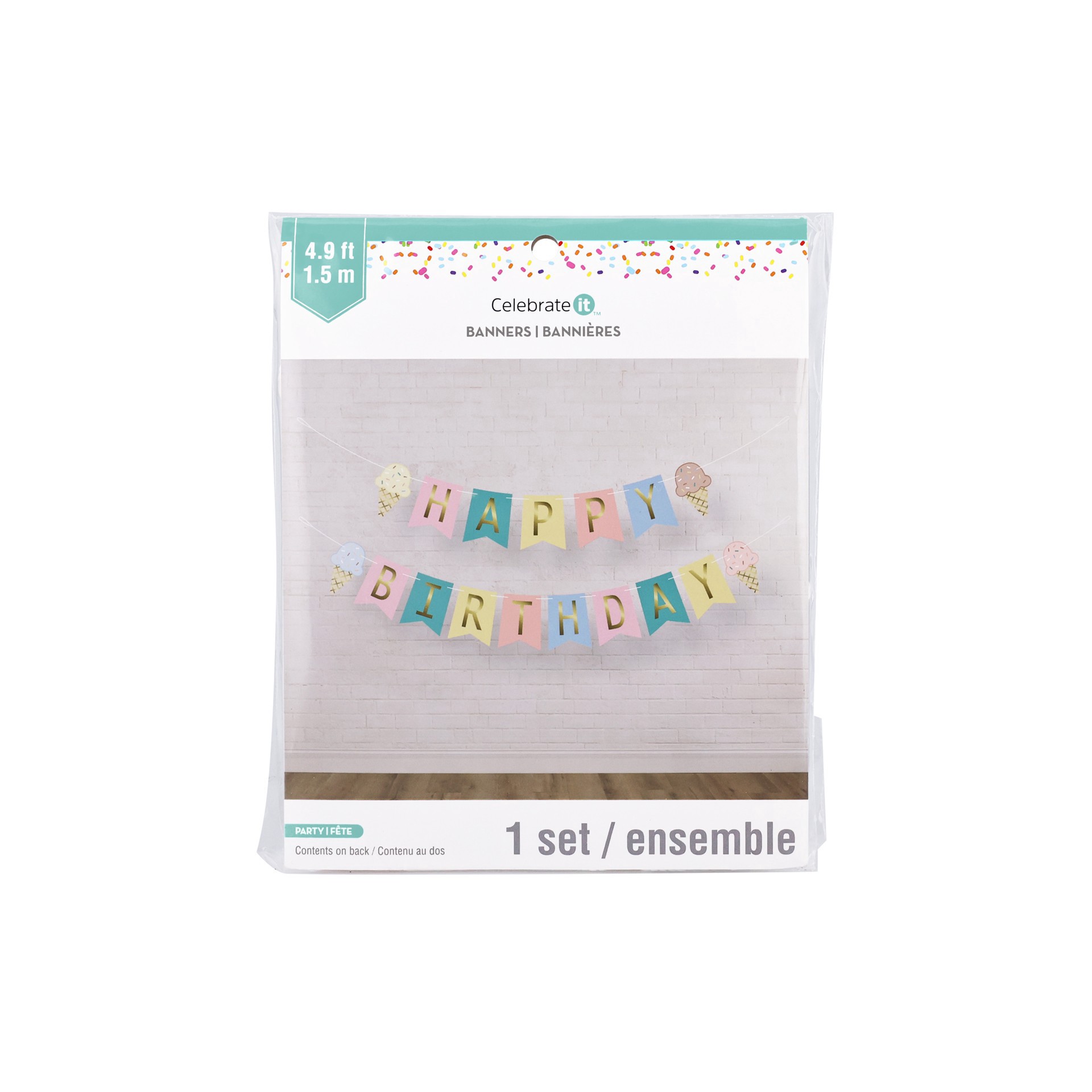 slide 2 of 3, 5ft. Ice Cream Happy Birthday Banner Set By Celebrate It, 5 ft