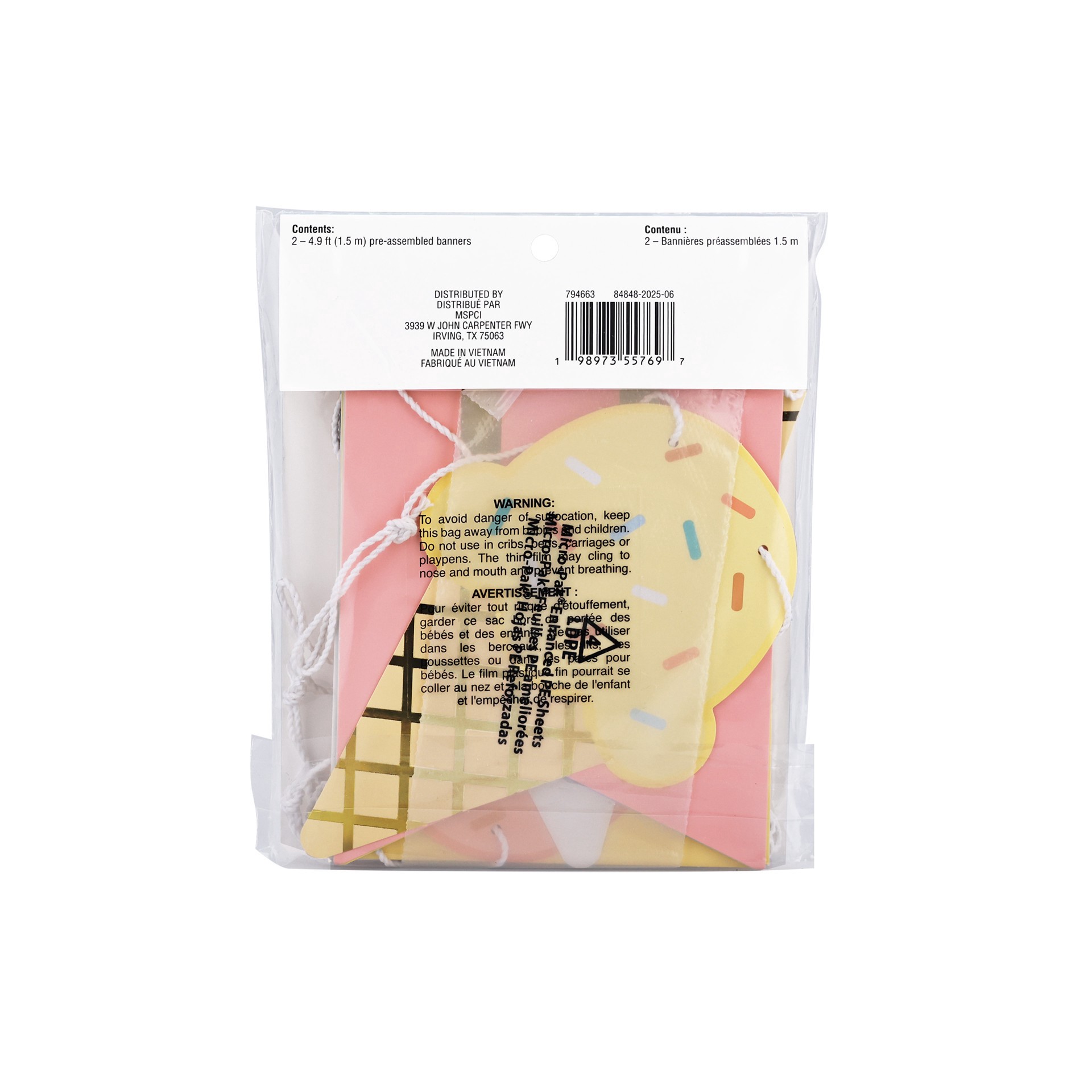 slide 3 of 3, 5ft. Ice Cream Happy Birthday Banner Set By Celebrate It, 5 ft