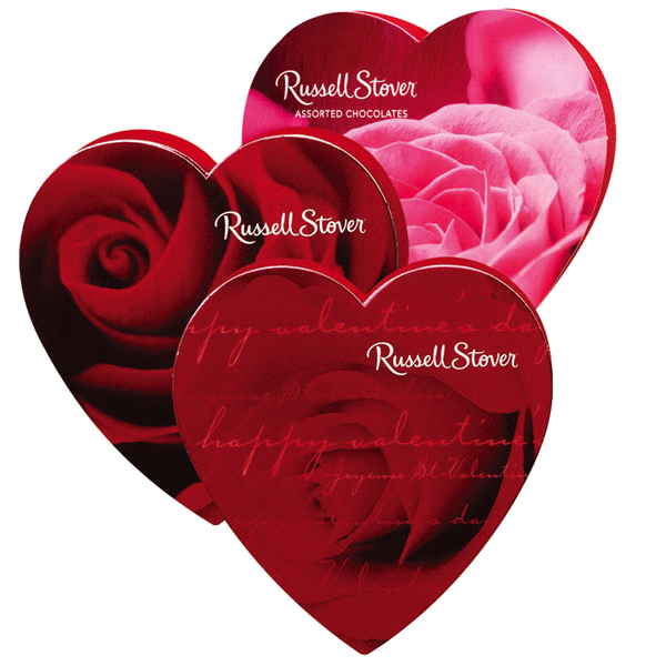 slide 1 of 1, Russell Stover Valentine's Assorted Chocolates In Rose Photo Heart, 3.5 oz