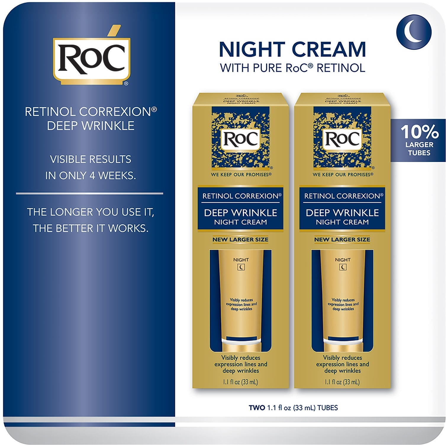 slide 1 of 1, RoC Retinol Correxion Night Cream, 2 ct; 1.1 fl oz