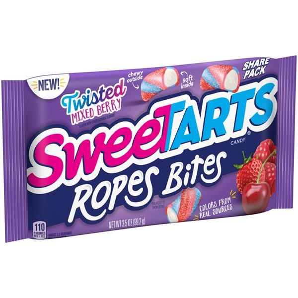 slide 1 of 1, SweeTARTS Twisted Mixed Berry Ropes Bites Candy, 3.5 oz