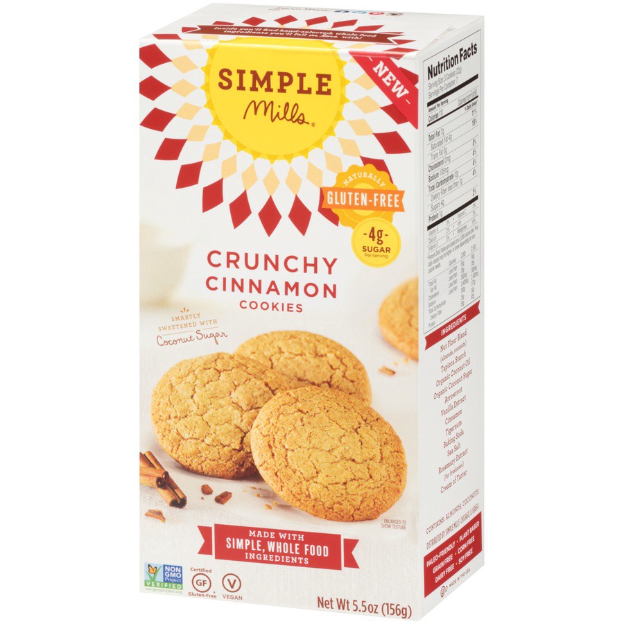 slide 6 of 8, Simple Mills Gluten Free Crunchy Cinnamon Cookies, 5.5 oz