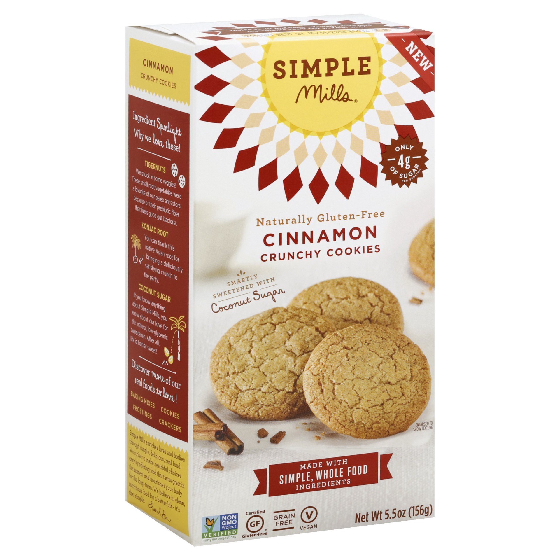 slide 1 of 8, Simple Mills Gluten Free Crunchy Cinnamon Cookies, 5.5 oz