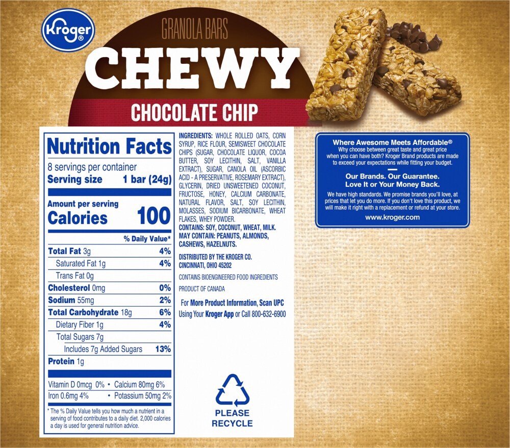 slide 3 of 6, Kroger Chewy Chocolate Chip Granola Bars, 8 ct; 0.85 oz