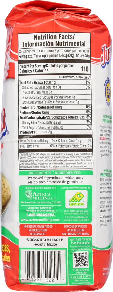 slide 14 of 14, Juana Pre-Cooked White Corn Meal for Arepas 2.2 Lb., 35.2 oz