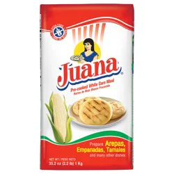 Juana Pre-Cooked White Corn Meal for Arepas 2.2 Lb.