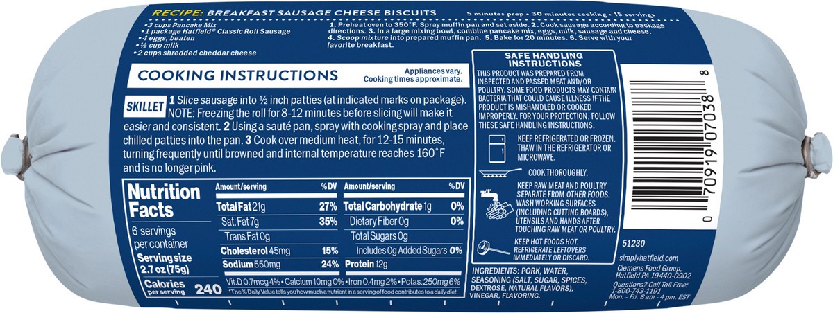 slide 6 of 8, Hatfield Classic Roll Sausage, 16 oz