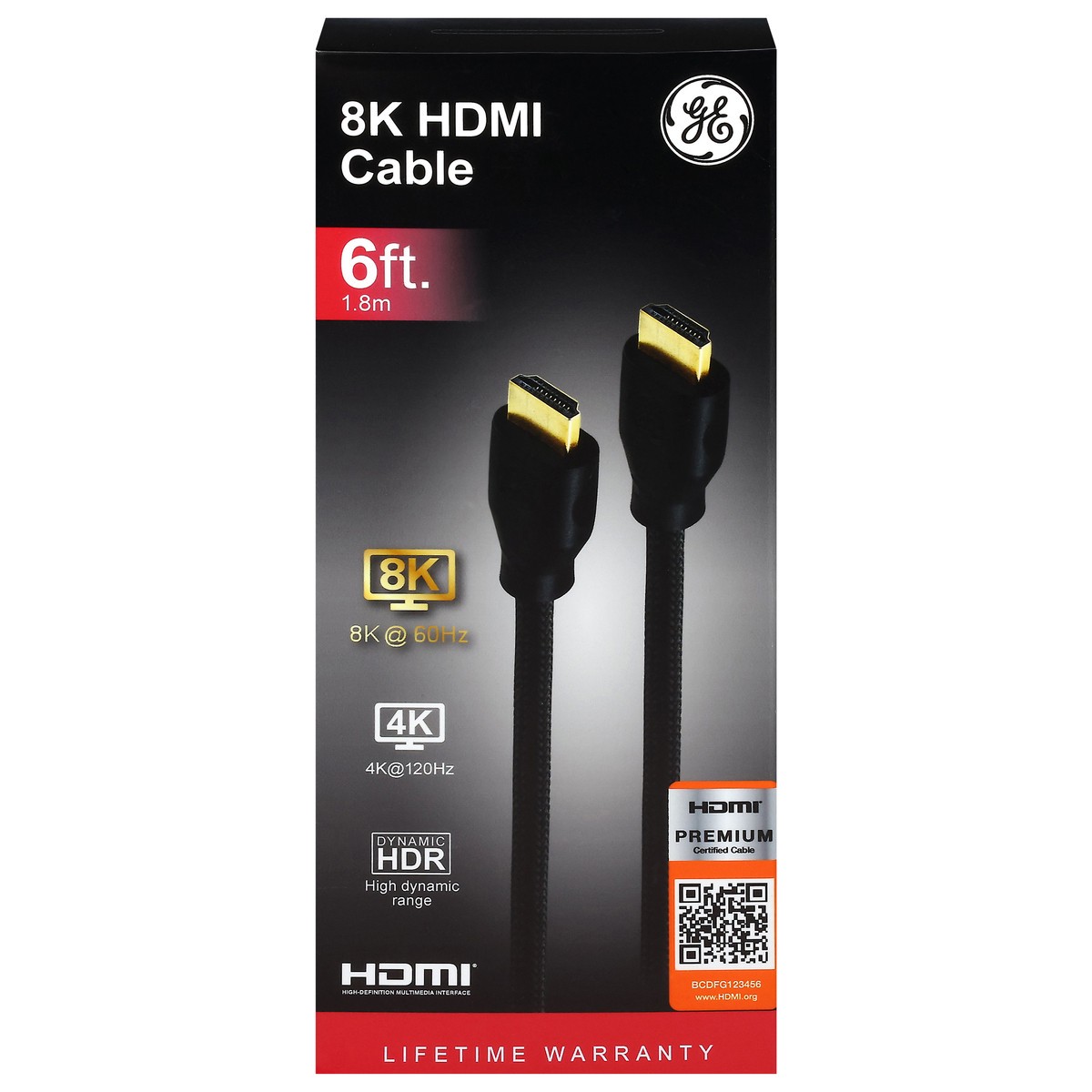 slide 4 of 4, GE 8K HDMI 6 Ft Cable 1 Each, 1 ct
