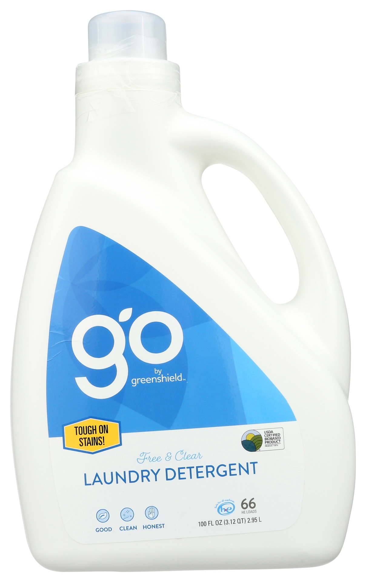 slide 1 of 1, go by greenshield organic Liquid Laundry Detergent, Free & Clear, 100 oz